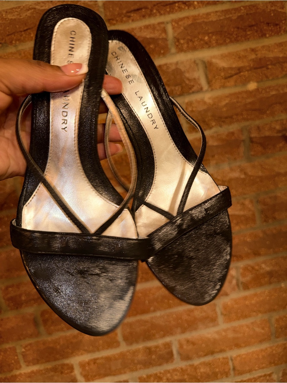 Chinese Laundry Black Strappy Mule Sandals